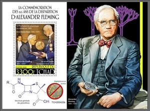 Souvenir Sheet, Alexander Fleming (1881-1955), Chad,  , Famous People, Physicians