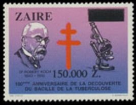 Stamp, CD 1191 with new value, Zaire,  , Famous People