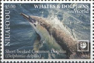 Stamp, Short-Beaked Common Dolphin (Delphinus delphis), Niuafo'ou,  , Animals (Fauna), Dolphins, Sea (Marine) Mammals, Sea Life