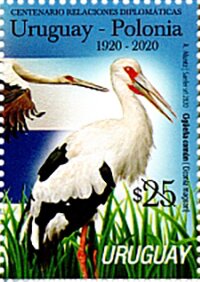 Stamp, Diplomatic Relations With Poland, Centenary, Uruguay,  , Birds, Diplomacy