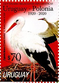 Stamp, Diplomatic Relations With Poland, Centenary, Uruguay,  , Birds, Diplomacy